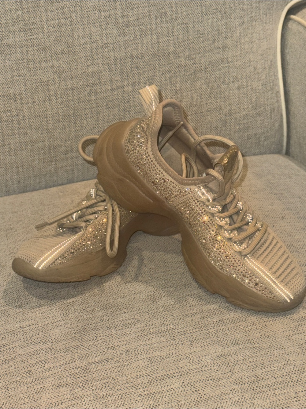 Steve Madden Girls Beige Sparkle Chunky Sneakers